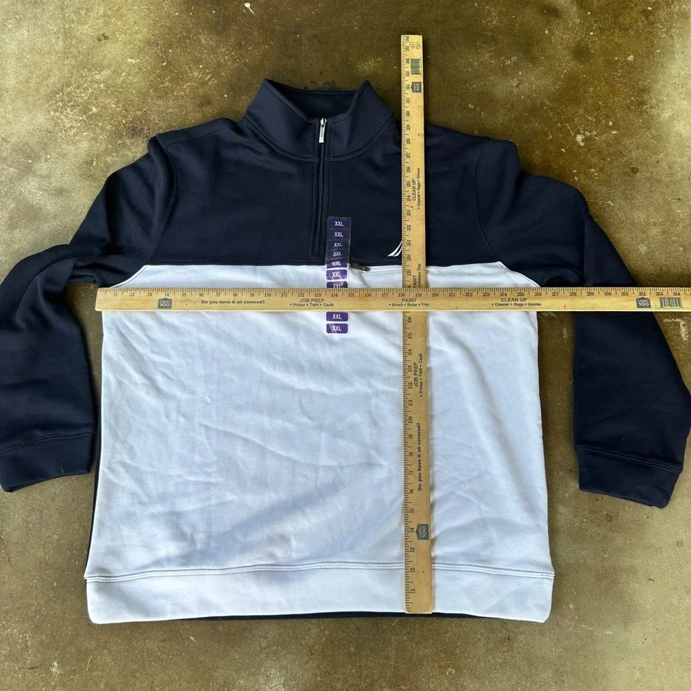 Nautica Quarter Zip Pullover Mens XXL Navy White Colorblock Mock Neck K2762S NWT